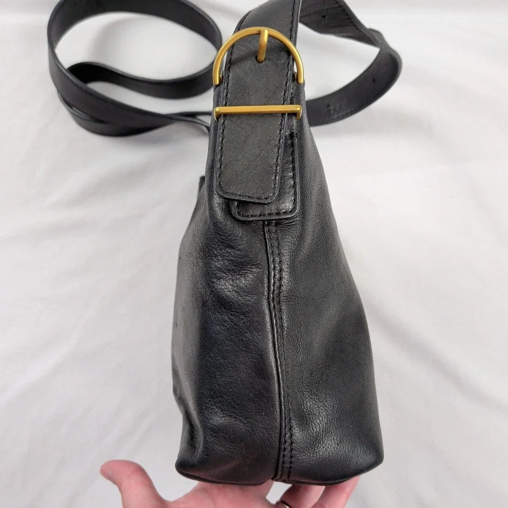 Small Black Leather Crossbody‎ Shoulder Bag Grunge Bikercore